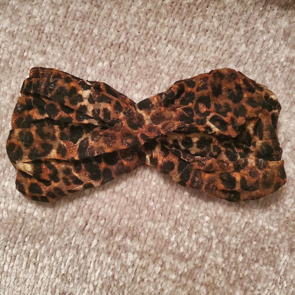 EXPRESS Strapless Lace Bandeau Leopard Print